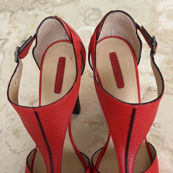 Longchamp Leather Platform Peep Toe Heels - Picture 10 of 17